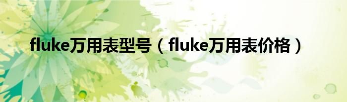 fluke万用表型号【fluke万用表价格】