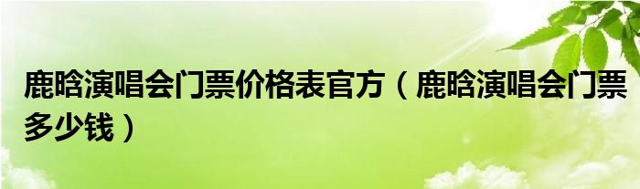 鹿晗演唱会门票价格表官方【鹿晗演唱会门票多少钱】