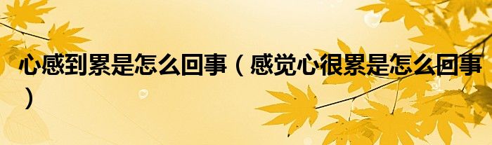 心感到累是怎么回事【感觉心很累是怎么回事】