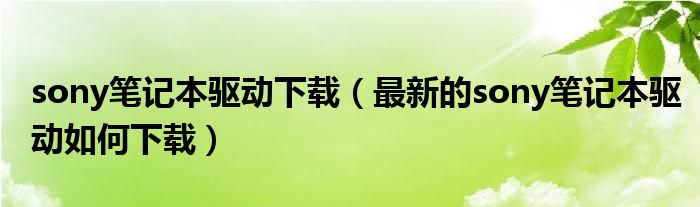 sony笔记本驱动下载【最新的sony笔记本驱动如何下载】