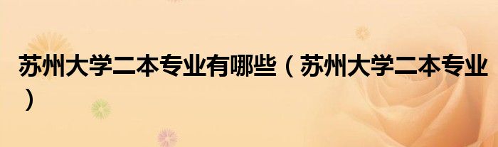 苏州大学二本专业有哪些【苏州大学二本专业】