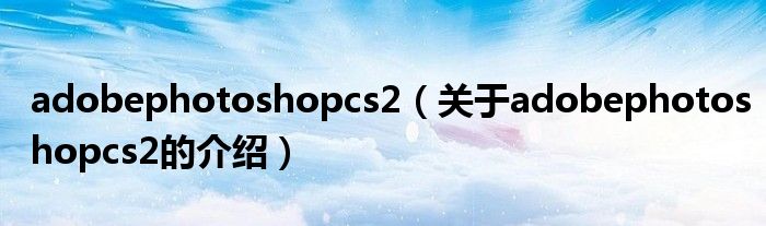 adobephotoshopcs2【关于adobephotoshopcs2的介绍】