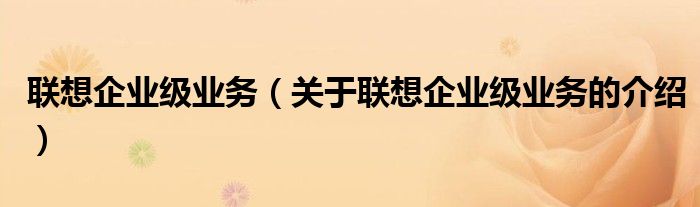 联想企业级业务【关于联想企业级业务的介绍】