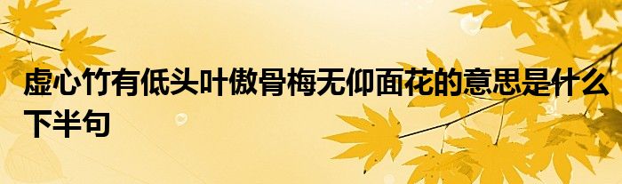 虚心竹有低头叶傲骨梅无仰面花的意思是什么下半句