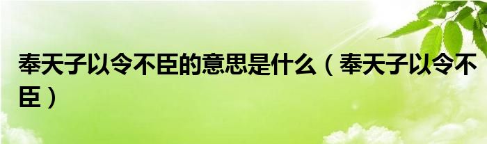 奉天子以令不臣的意思是什么【奉天子以令不臣】