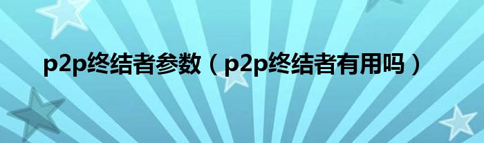 p2p终结者参数【p2p终结者有用吗】