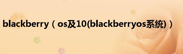 blackberry【os及10(blackberryos系统)】