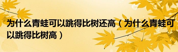 为什么青蛙可以跳得比树还高【为什么青蛙可以跳得比树高】