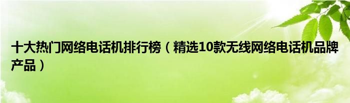 十大热门网络电话机排行榜【精选10款无线网络电话机品牌产品】