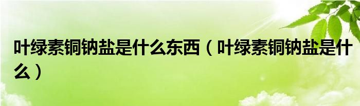 叶绿素铜钠盐是什么东西【叶绿素铜钠盐是什么】