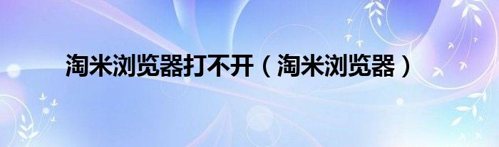 淘米浏览器打不开【淘米浏览器】