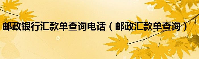 邮政银行汇款单查询电话【邮政汇款单查询】