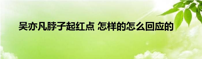 吴亦凡脖子起红点 怎样的怎么回应的