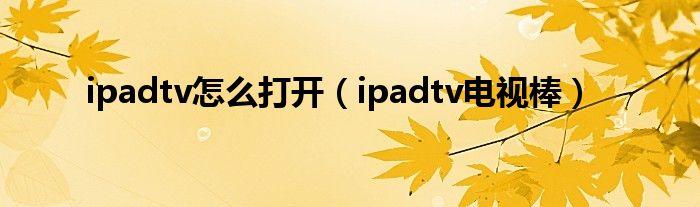 ipadtv怎么打开【ipadtv电视棒】