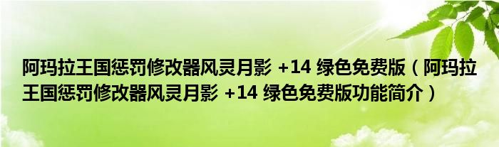 阿玛拉王国惩罚修改器风灵月影 +14 绿色免费版【阿玛拉王国惩罚修改器风灵月影 +14 绿色免费版功能简介】