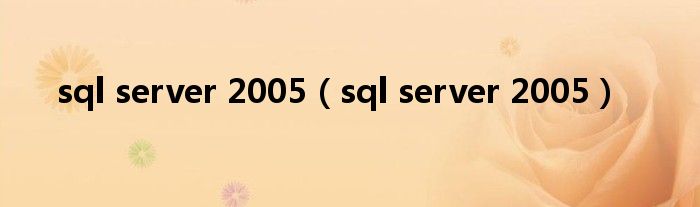 sql server 2005【sql server 2005】