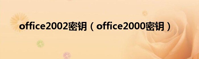 office2002密钥【office2000密钥】