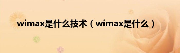 wimax是什么技术【wimax是什么】